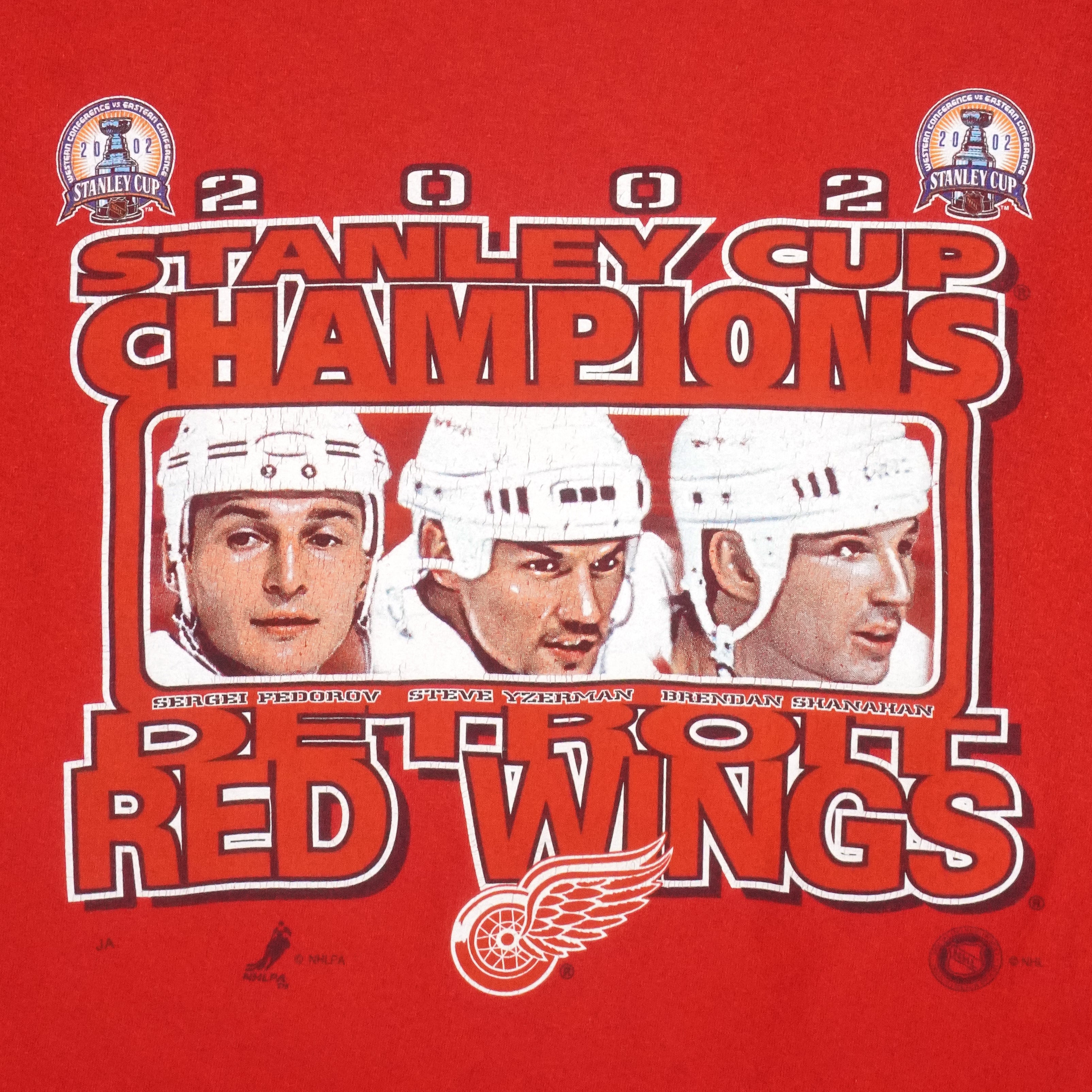 NHL (Gildan) - Detroit Red Wings Stanley Cup Champions T-Shirt 2002 Large Vintage Retro Hockey