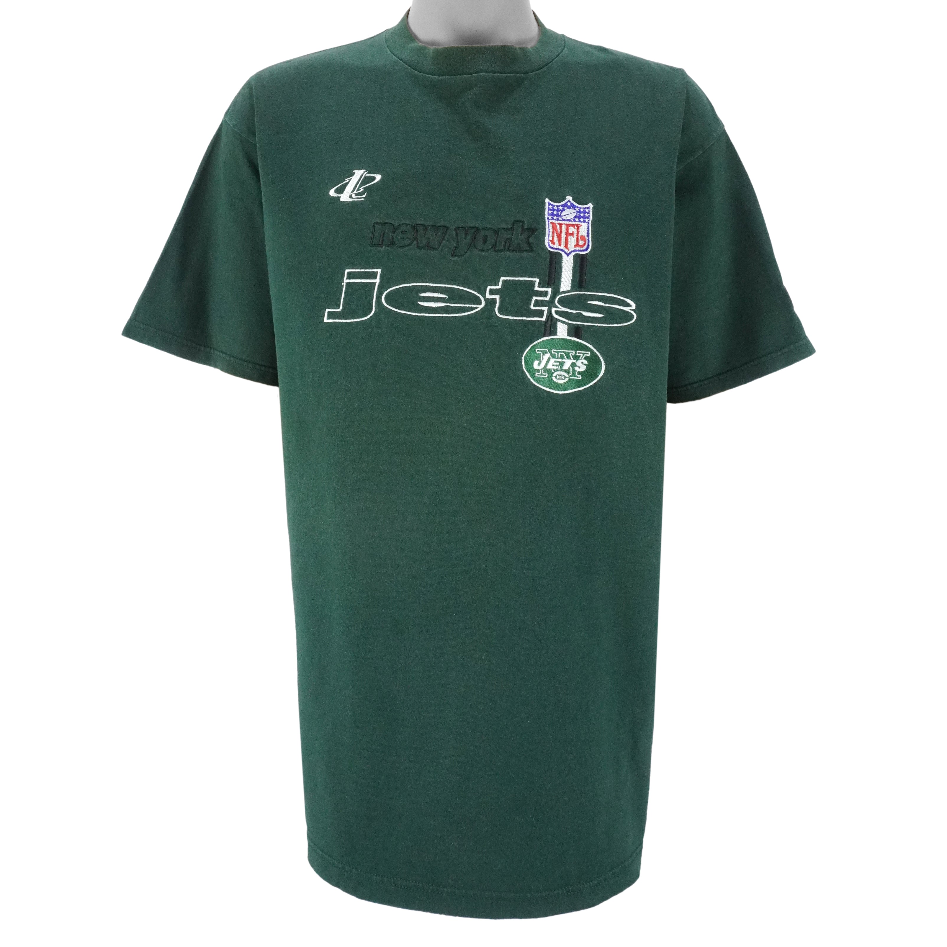 NFL (Logo Athletic) - New York Jets Embroidered T-Shirt 1990s Large Vintage Retro Football