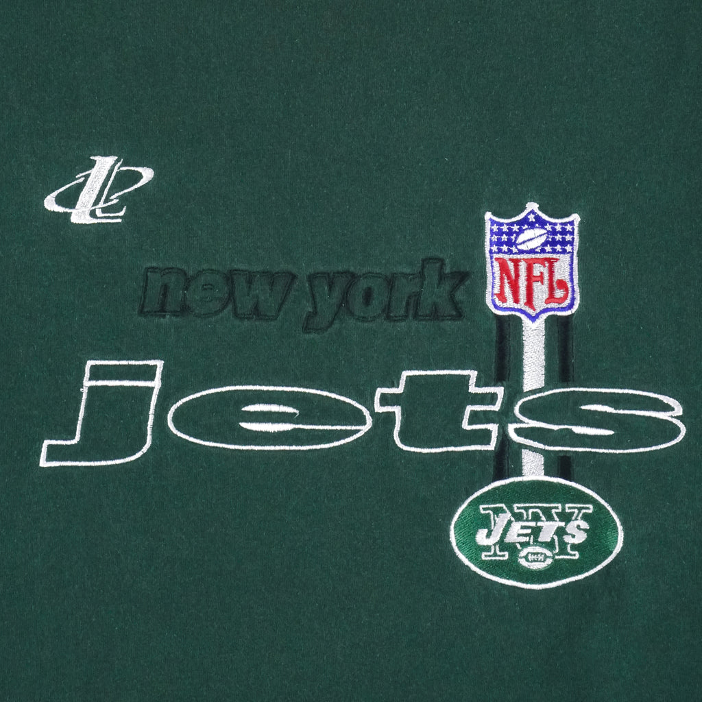 NFL (Logo Athletic) - New York Jets Embroidered T-Shirt 1990s Large Vintage Retro Football