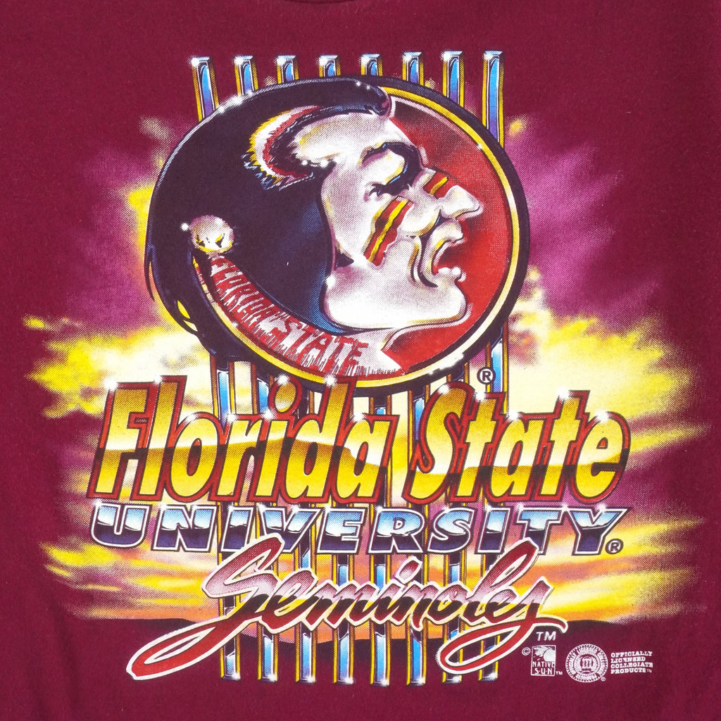 NCAA (Native Sun) - Florida State Seminoles Single Stitch T-Shirt 1990s X-Large Vintage Retro College