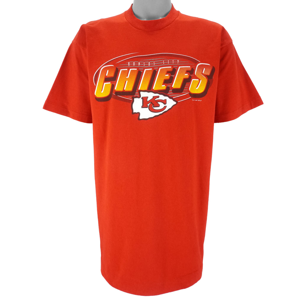 NFL (Fruit Of The Loom) - Kansas City Chiefs Single Stitch T-Shirt 1997 X-Large Vintage Retro Football