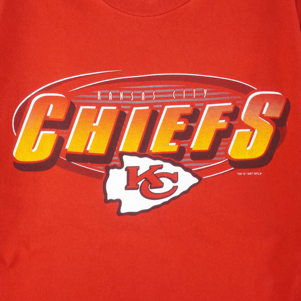 NFL (Fruit Of The Loom) - Kansas City Chiefs Single Stitch T-Shirt 1997 X-Large Vintage Retro Football