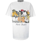 Vintage (Oneita) - North Dakota Farming Animal Print T-Shirt 1990s X-Large Vintage Retro