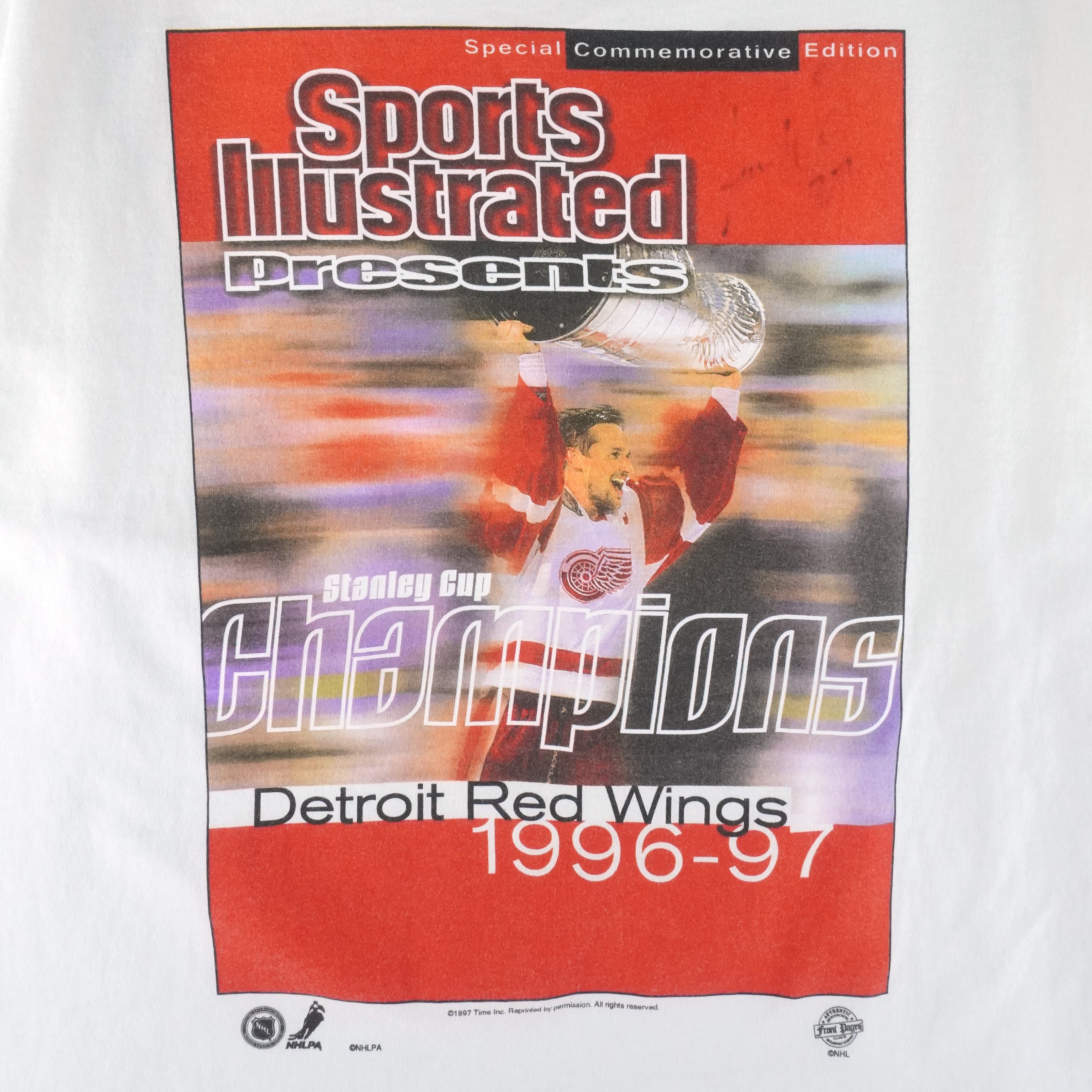 NHL (Permission) - Detroit Red Wings Stanley Cup Champs T-Shirt 1997 Large Vintage Retro Hockey