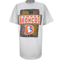 NFL (Tultex) - Denver Broncos X Mola Art Graphic T-Shirt 1993 X-Large Vintage Retro Football