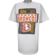 NFL (Tultex) - Denver Broncos X Mola Art Graphic T-Shirt 1993 X-Large Vintage Retro Football