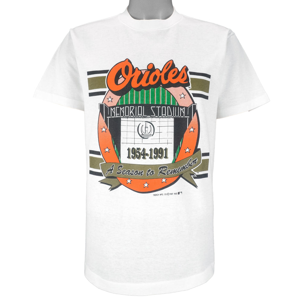 MLB (Trench) - Baltimore Orioles Single Stitch T-Shirt 1991 Large Vintage Retro Baseball