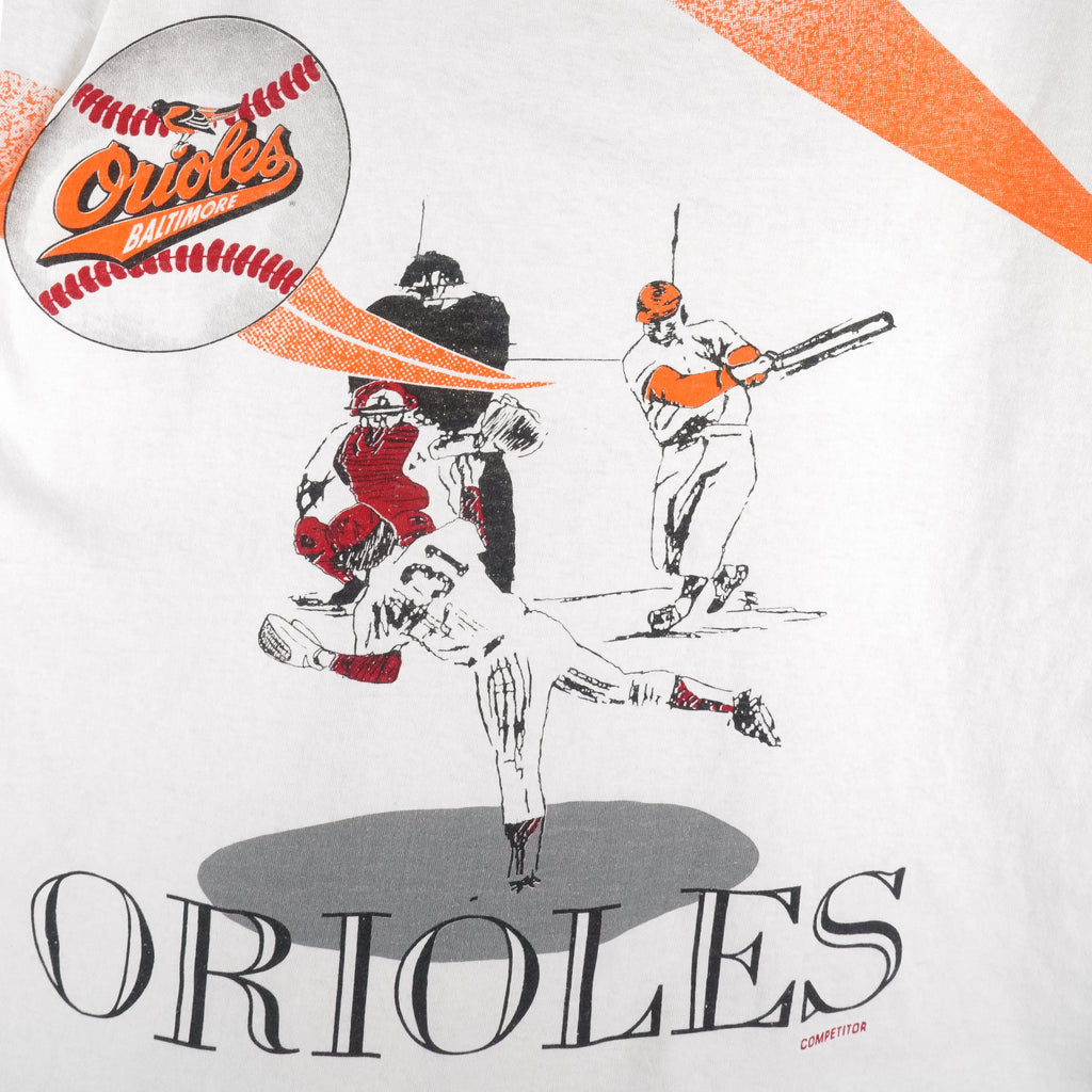 MLB (Competitor) - Baltimore Orioles Big Print T-Shirt 1990s Large Vintage Retro Baseball
