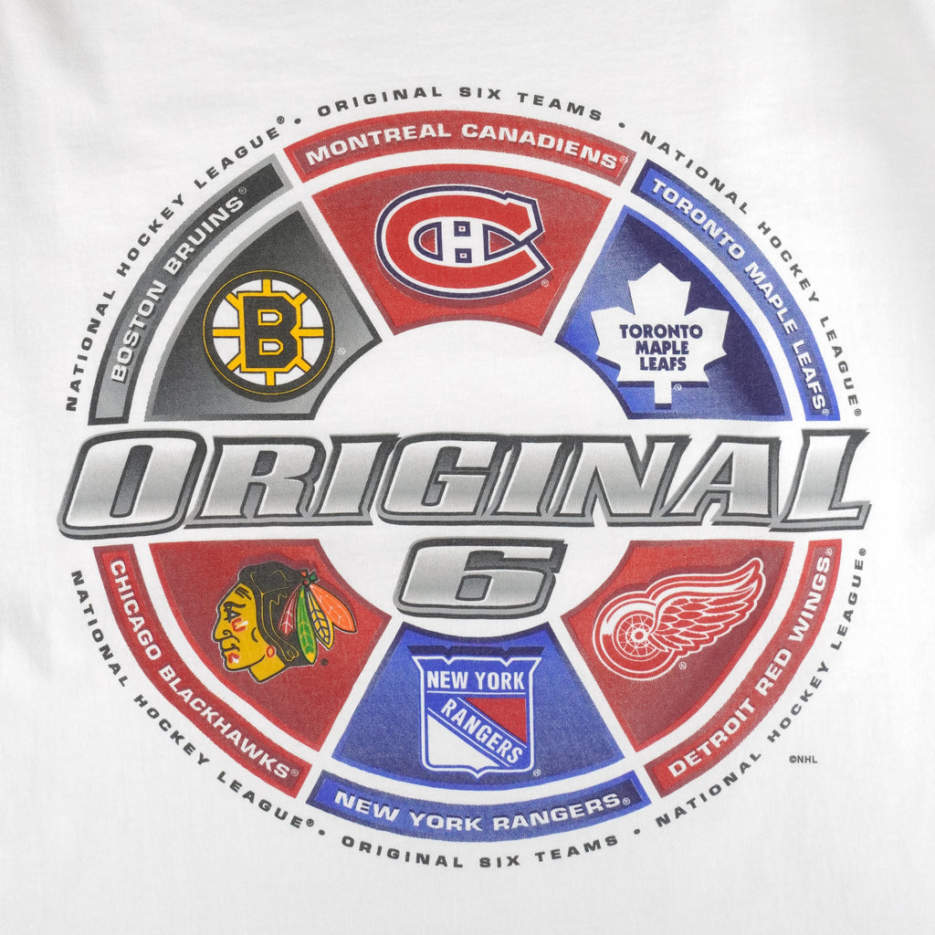 NHL (Pro Player) - Original Six Teams Single Stitch T-Shirt 1990s XX-Large Vintage Retro Hockey