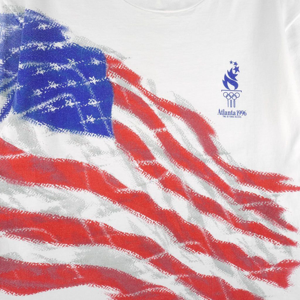 Vintage (Hanes) - Atlanta Olympic Big USA Flag Single Stitch T-Shirt 1996 Large Vintage Retro