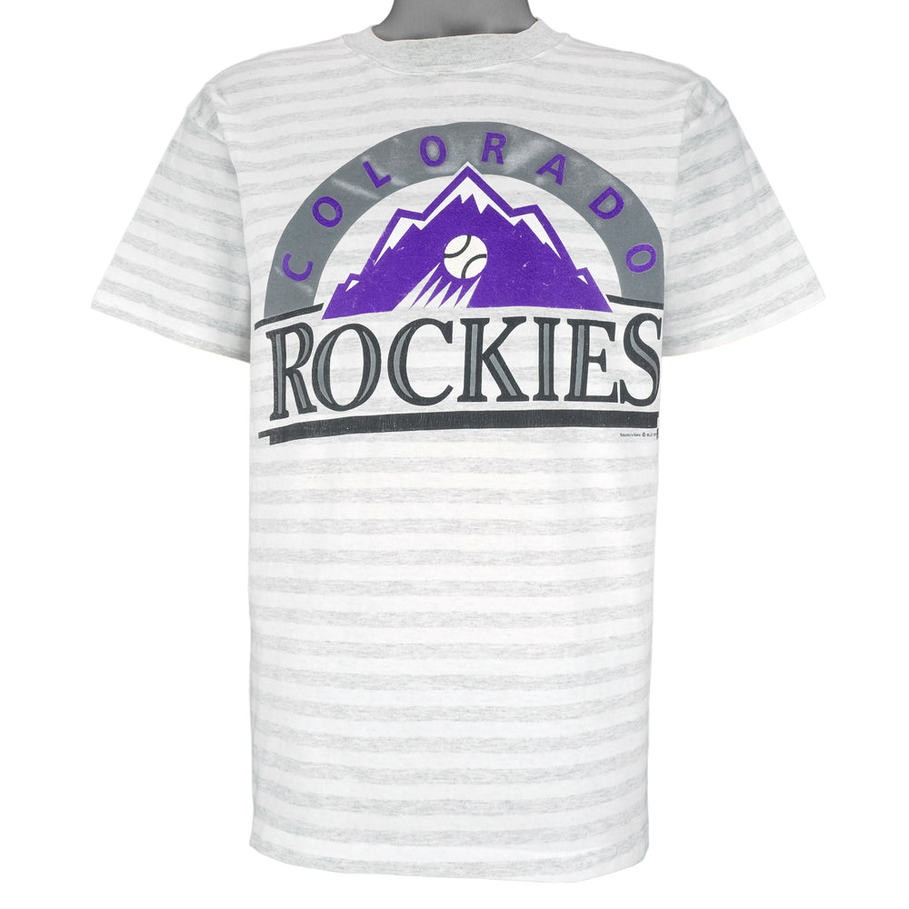 MLB (Saturday's Hero) - Colorado Rockies Single Stitch T-Shirt 1991 Large Vintage Retro Baseball