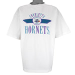 NBA (Logo Athletic) - Charlotte Hornets Embroidered T-Shirt 1990s X-Large