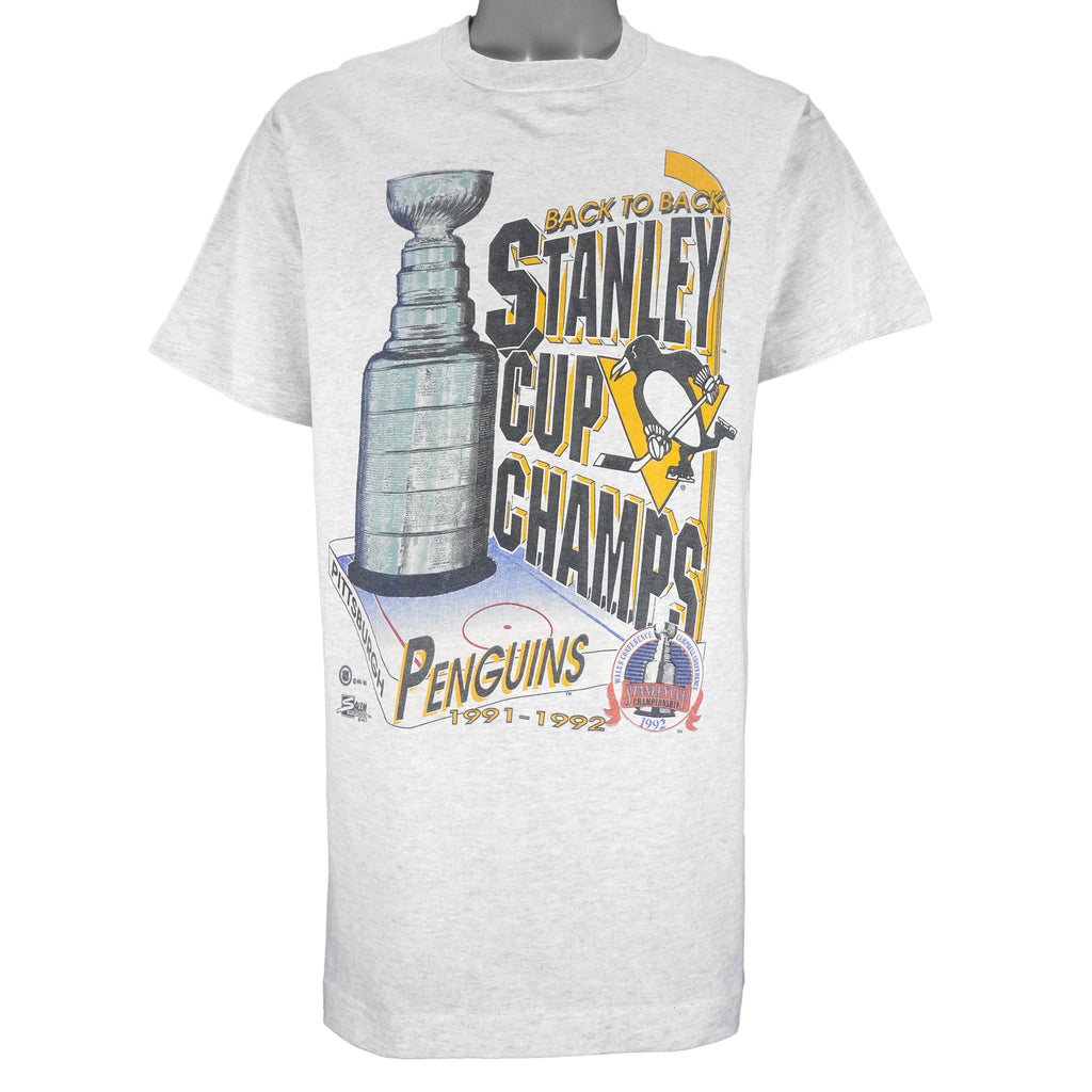 NHL (Salem) - Pittsburgh Penguins Stanley Cup Championship T-Shirt 1992 Large Vintage Retro Hockey