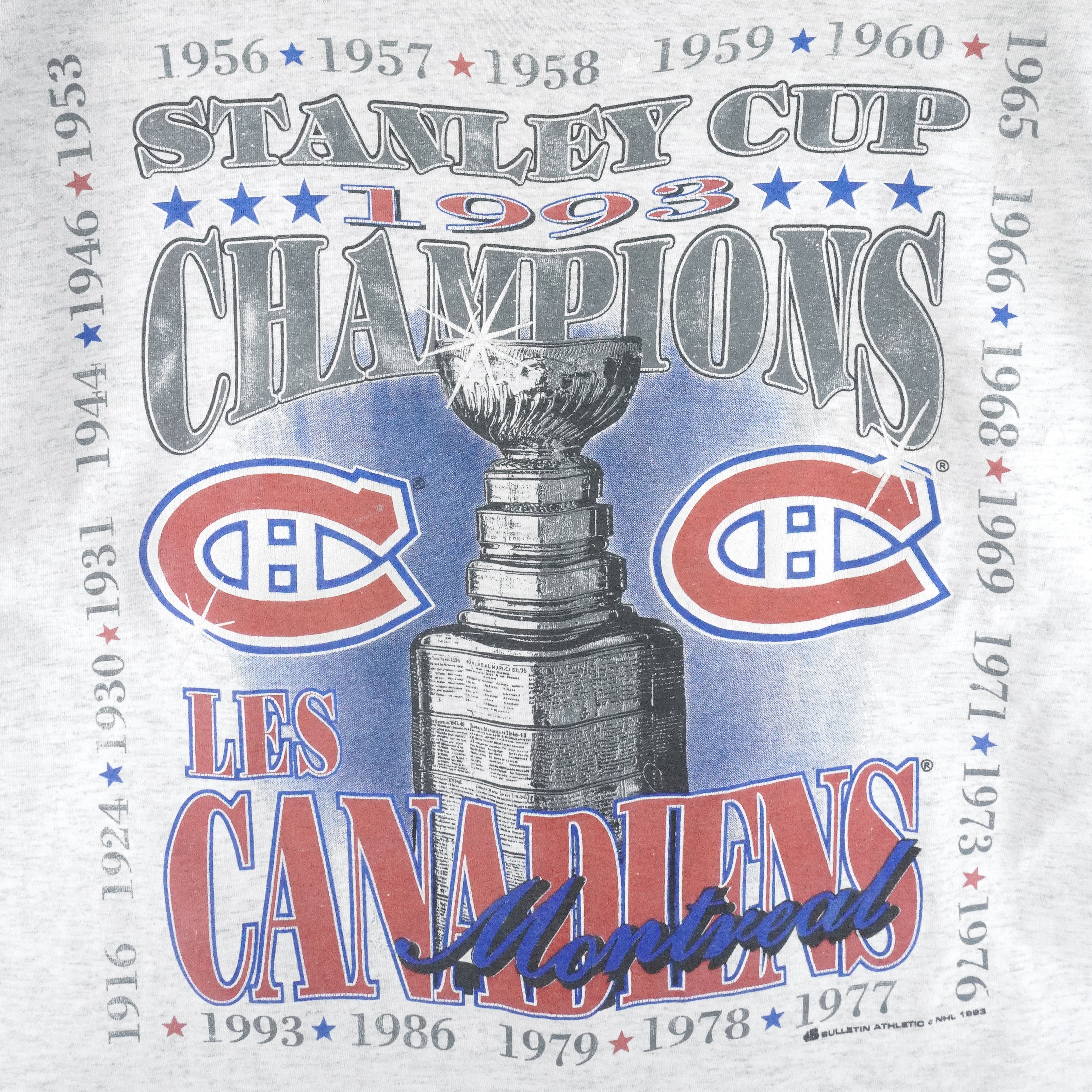 NHL (Bulletin Athletic) - Montreal Canadiens Stanley Cup Champions T-Shirt 1993 X-Large Vintage Retro Hockey