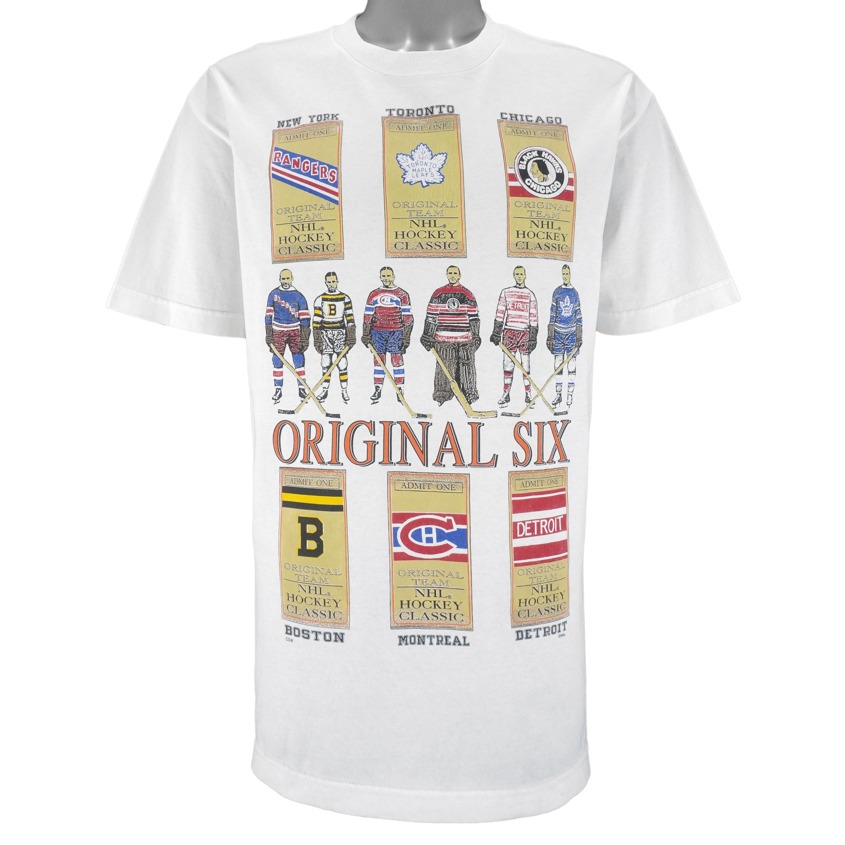 NHL (AAA) - Original Six Canadian Tour Toronto, Montreal, Ottawa T-Shirt 1990s Large Vintage Retro Hockey