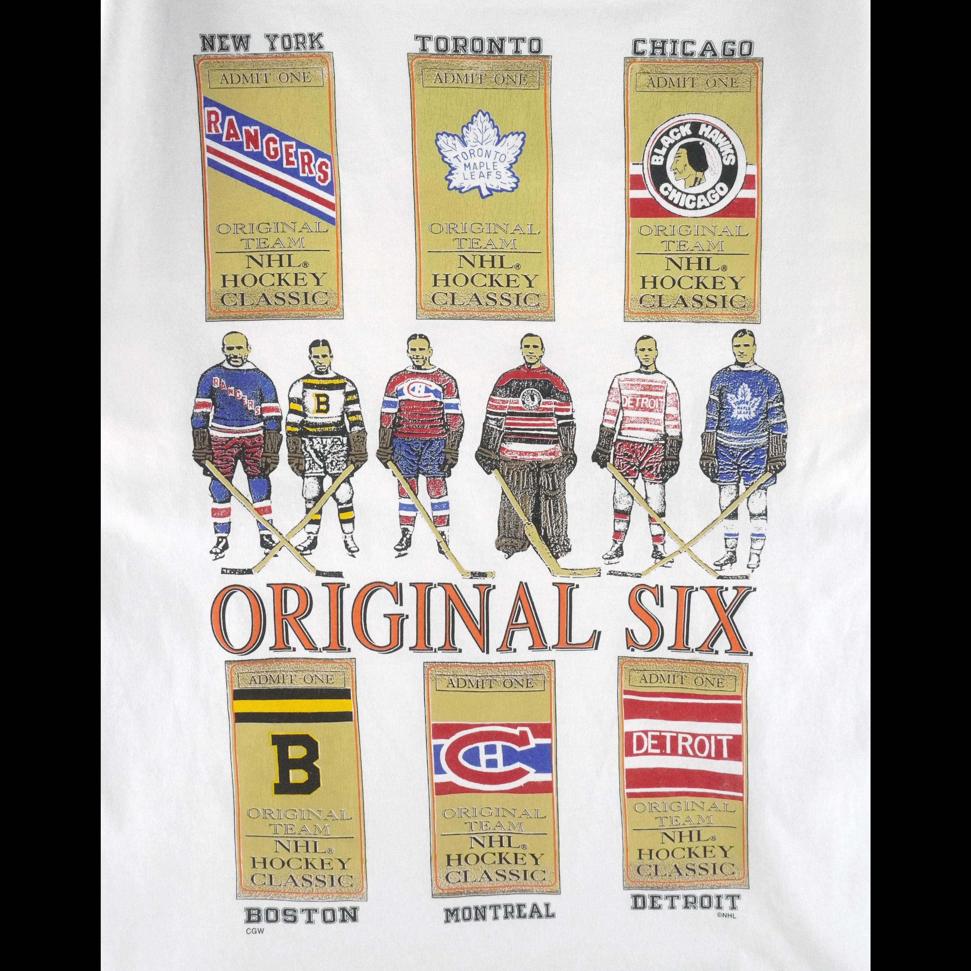 NHL (AAA) - Original Six Canadian Tour Toronto, Montreal, Ottawa T-Shirt 1990s Large Vintage Retro Hockey