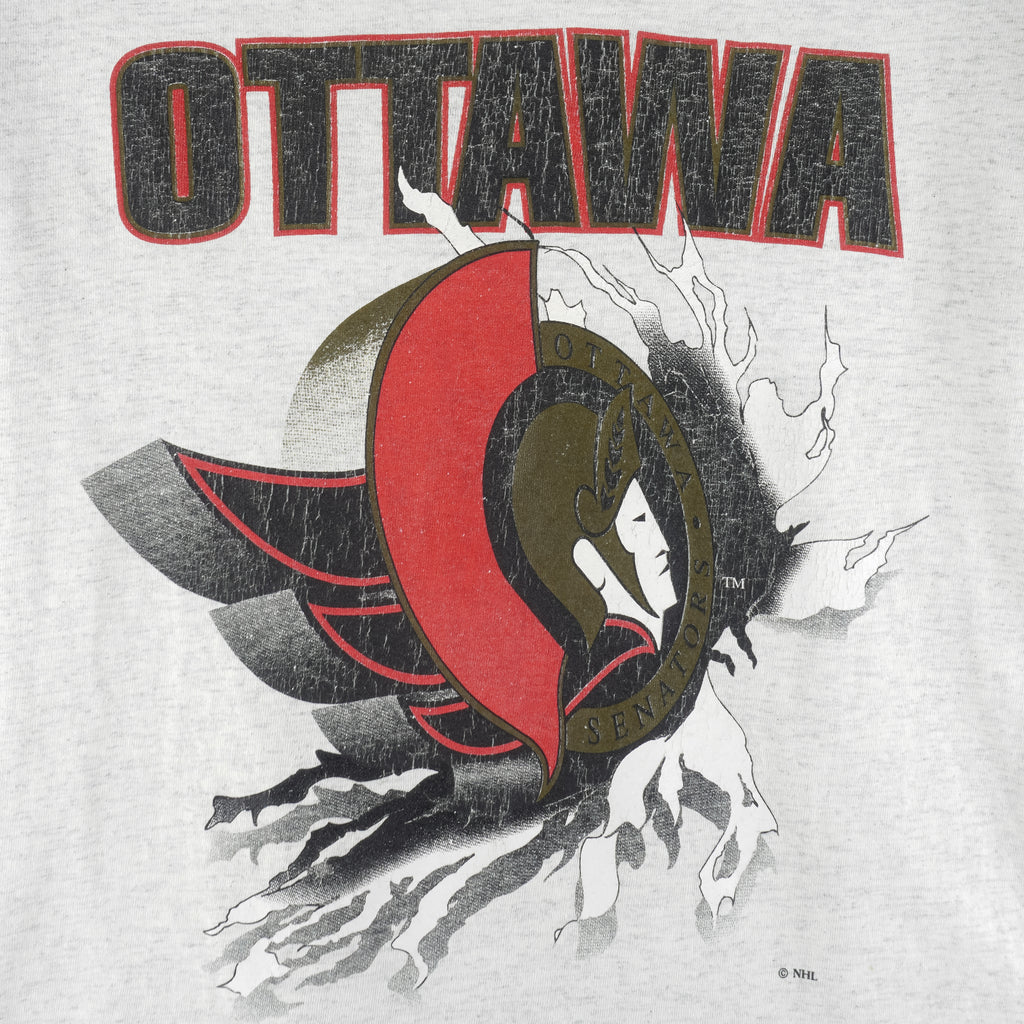 NHL (Nutmeg) - Ottawa Senators Breakout Single Stitch T-Shirt 1990s Large Vintage Retro Hockey