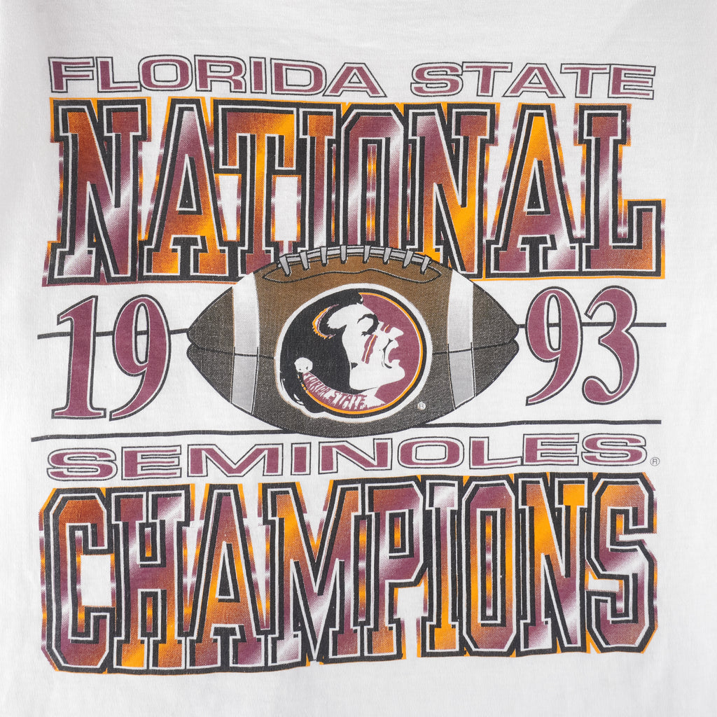 NCAA (Logo 7) - Florida State Seminoles National Champs T-Shirt 1993 Large Vintage Retro College