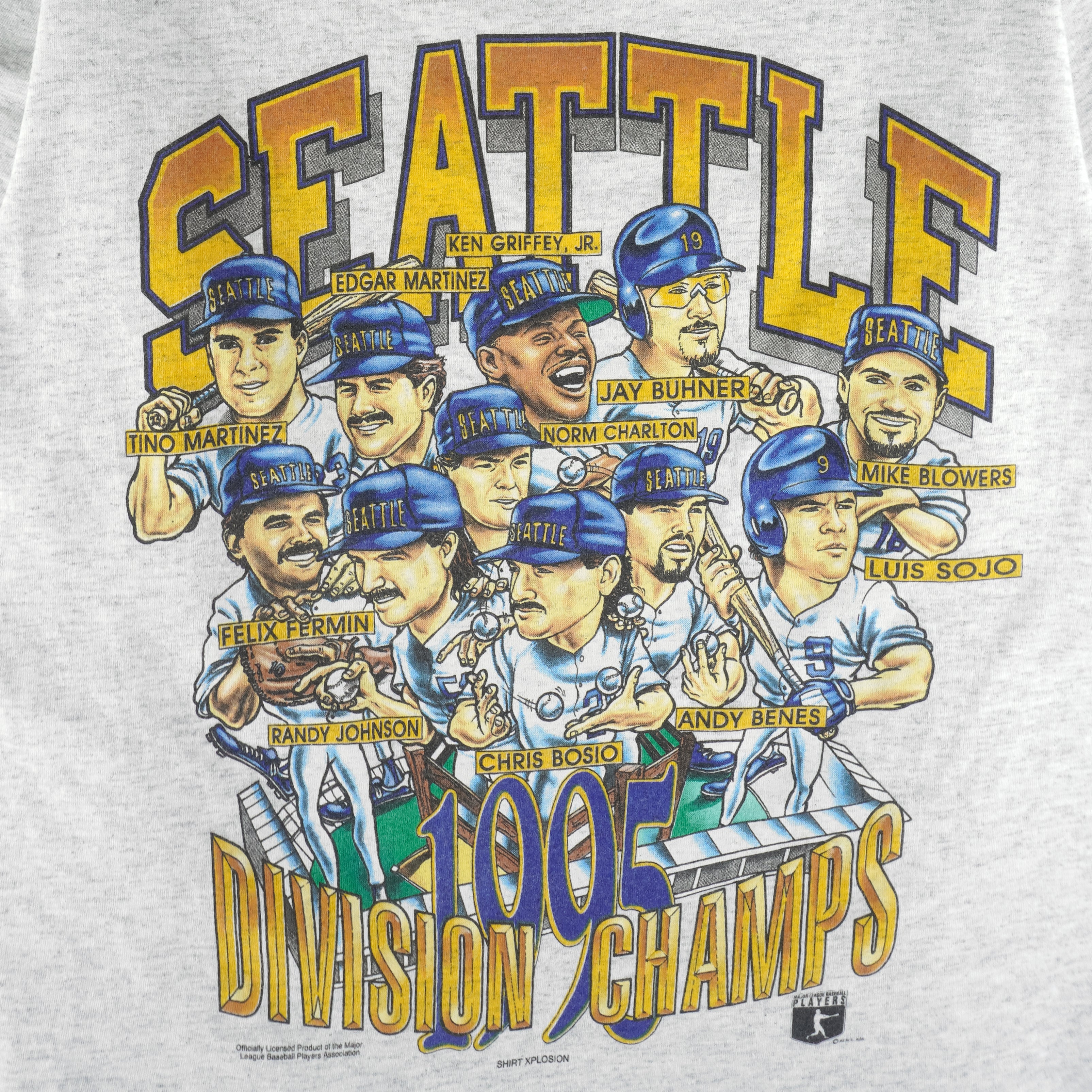 MLB (Shirt Xplosion) - Seattle Mariners Division Champs With Players T-Shirt 1995 Medium Vintage Retro Baseball