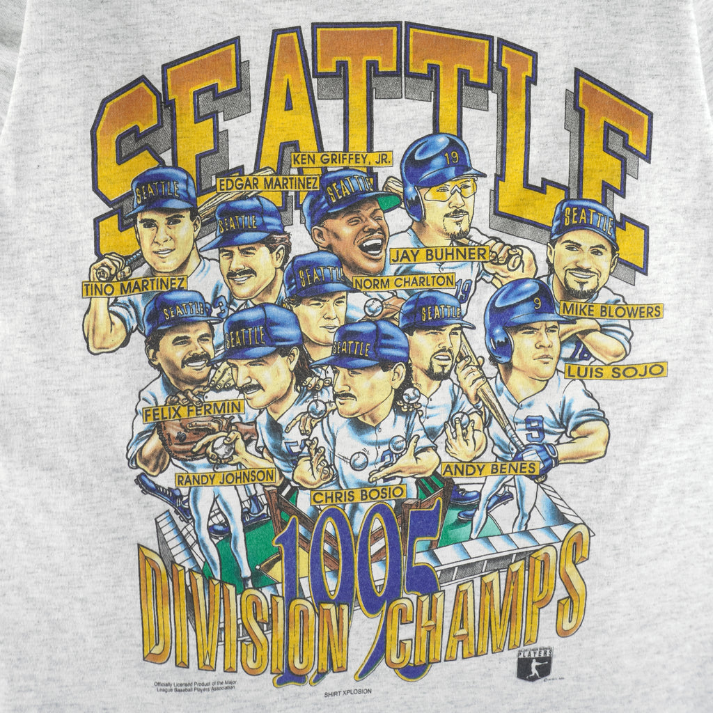 MLB (Shirt Xplosion) - Seattle Mariners Division Champs With Players T-Shirt 1995 Medium Vintage Retro Baseball