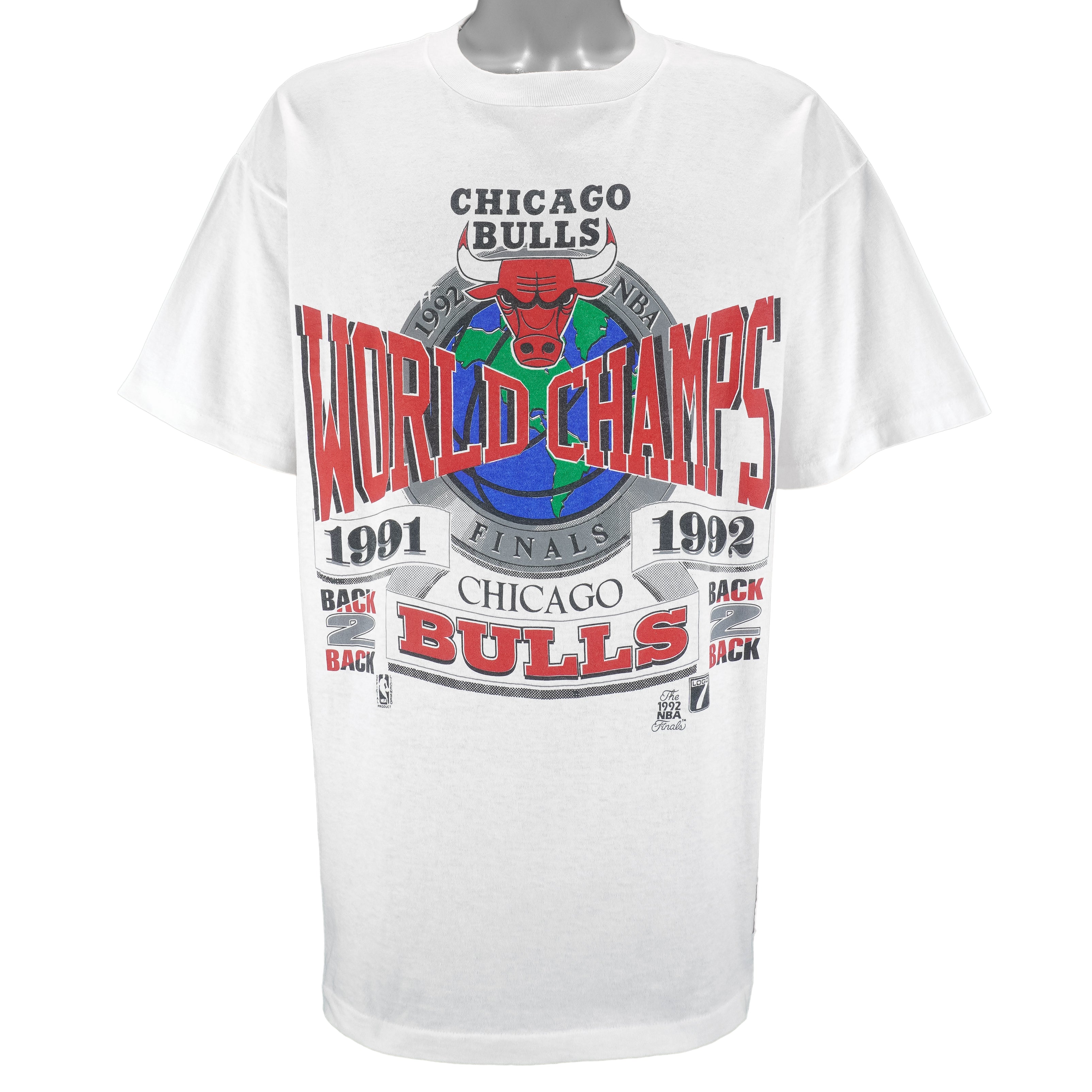 NBA (Logo 7) - Chicago Bulls World Champions T-Shirt 1992 X-Large Vintage Retro Basketball