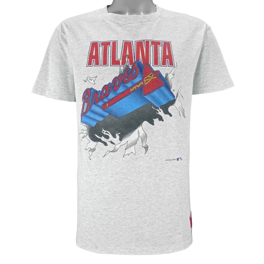 MLB (Nutmeg) - Atlanta Braves Breakout Single Stitch T-Shirt 1990s Medium Vintage Retro Baseball