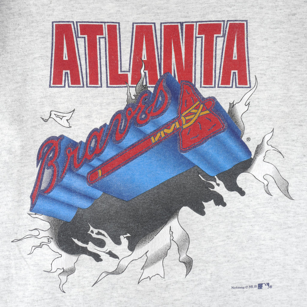 MLB (Nutmeg) - Atlanta Braves Breakout Single Stitch T-Shirt 1990s Medium Vintage Retro Baseball