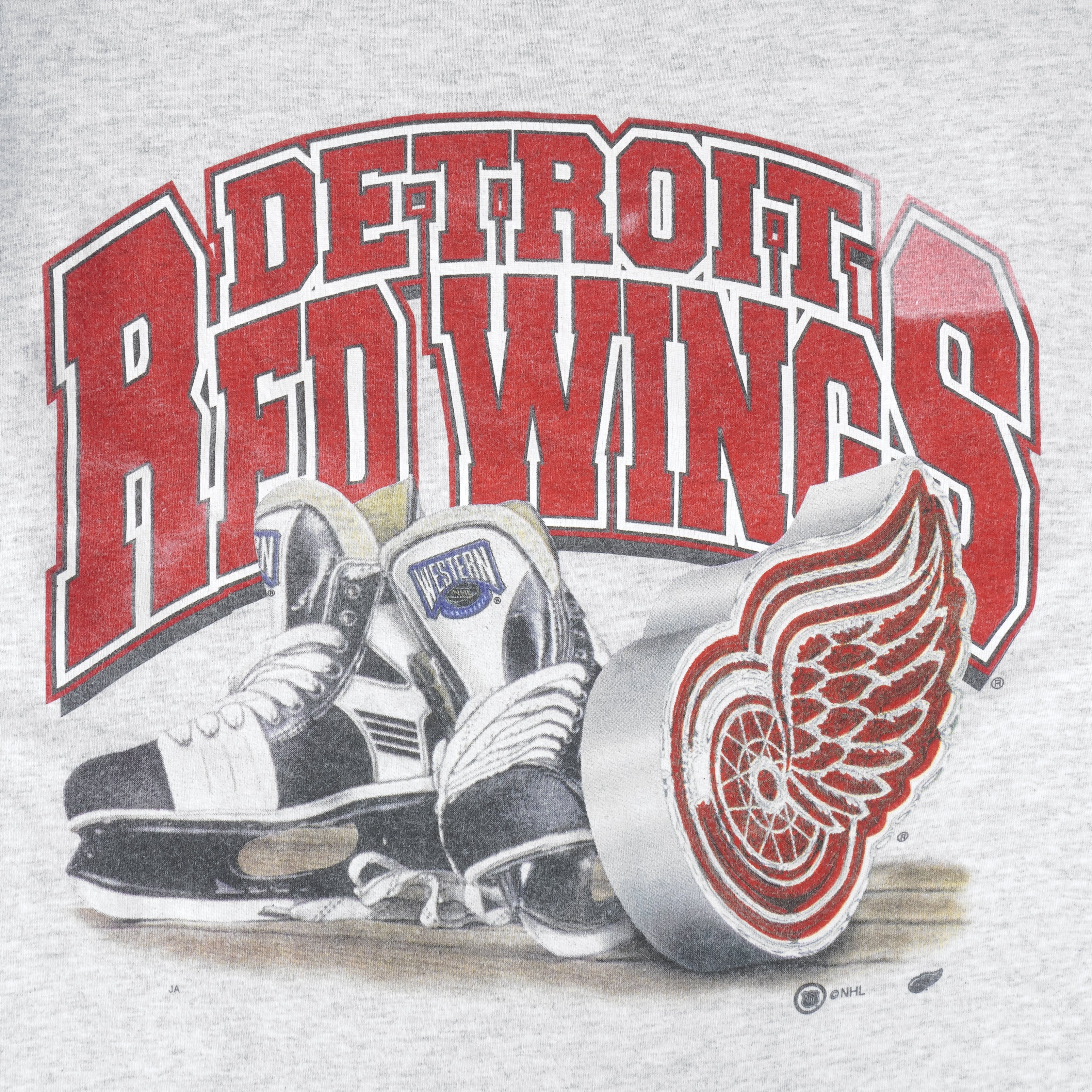 NHL (Tultex) - Detroit Red Wings Big Logo T-Shirt 1990s X-Large Vintage Retro Hockey