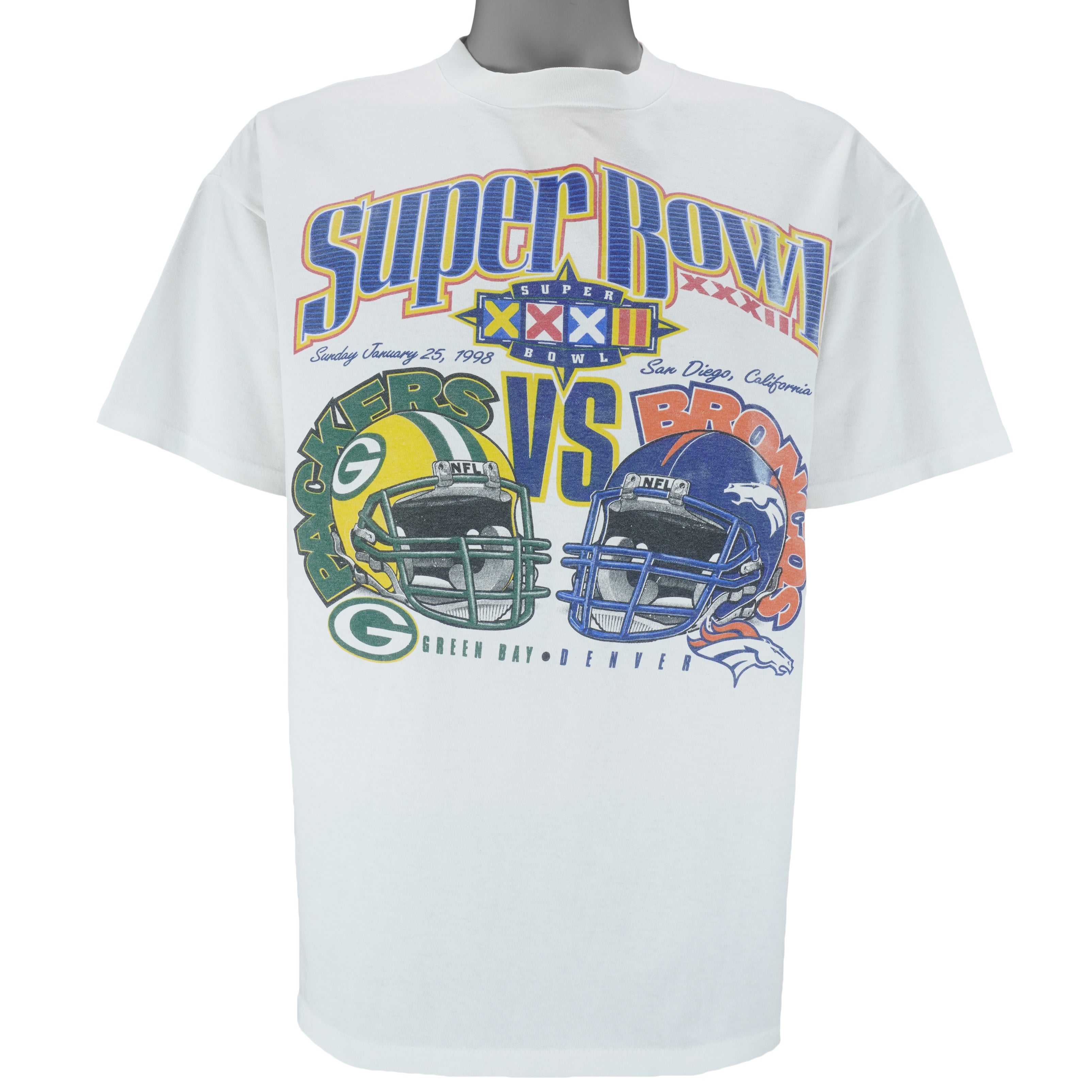 NFL - Packers VS Broncos Super Bowl XXXII Deadstock T-Shirt 1998 X-Large Vintage Retro Football