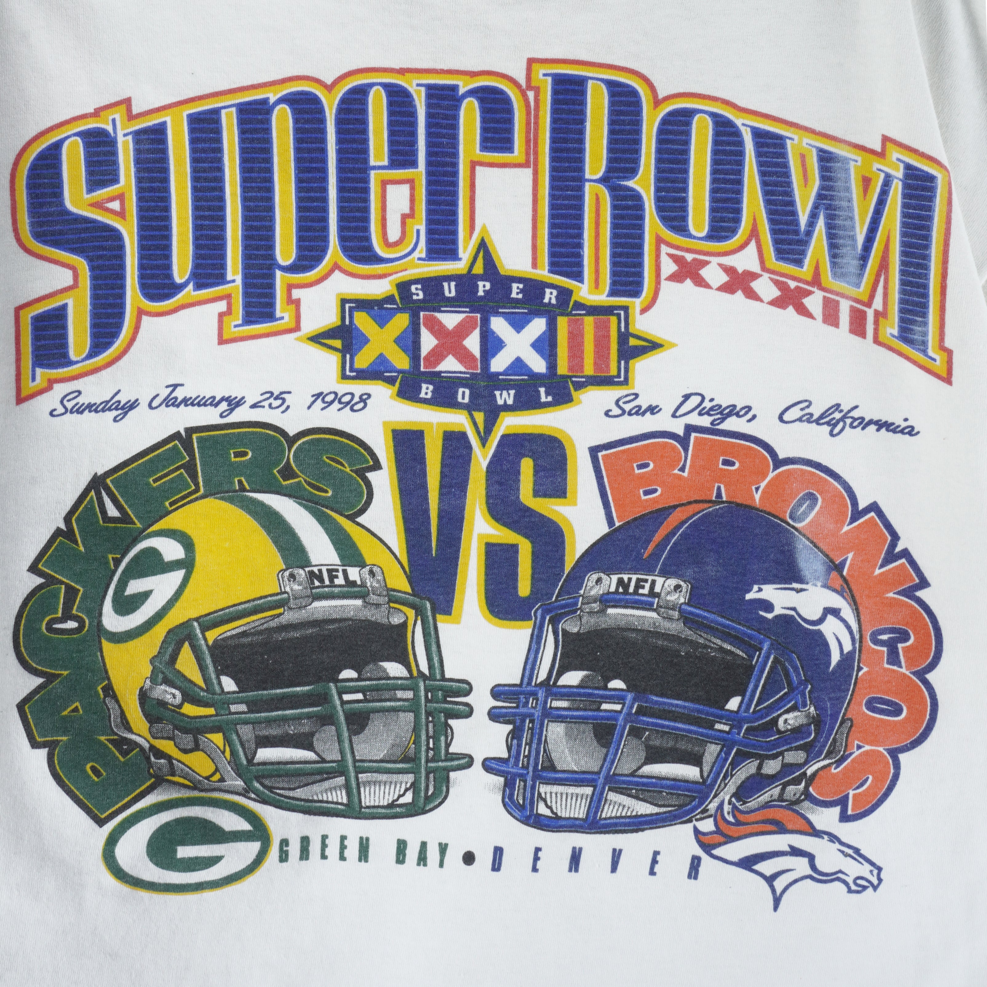 NFL - Packers VS Broncos Super Bowl XXXII Deadstock T-Shirt 1998 X-Large Vintage Retro Football