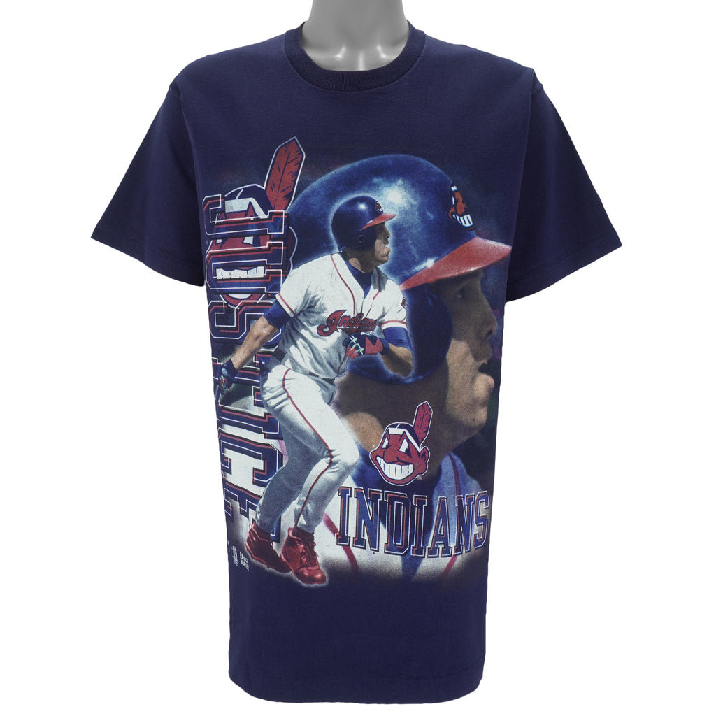 MLB (Pro Player) -  Cleveland Indians David Justice MVP T-Shirt 1997 Large Vintage Retro Baseball