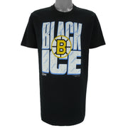 NHL (Salem) - Boston Bruins Black Ice T-Shirt 1990 Large Vintage Retro Hockey
