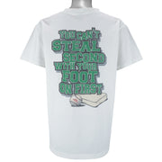 Vintage (No Fear) - You Can't Steal Second With Your Foot On First T-Shirt 1990s Large