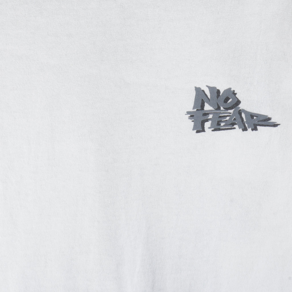 1990s Vintage No Fear You Can't Steal Second With Your Foot On First T-Shirt. White in color, fits large size and is in excellent condition.