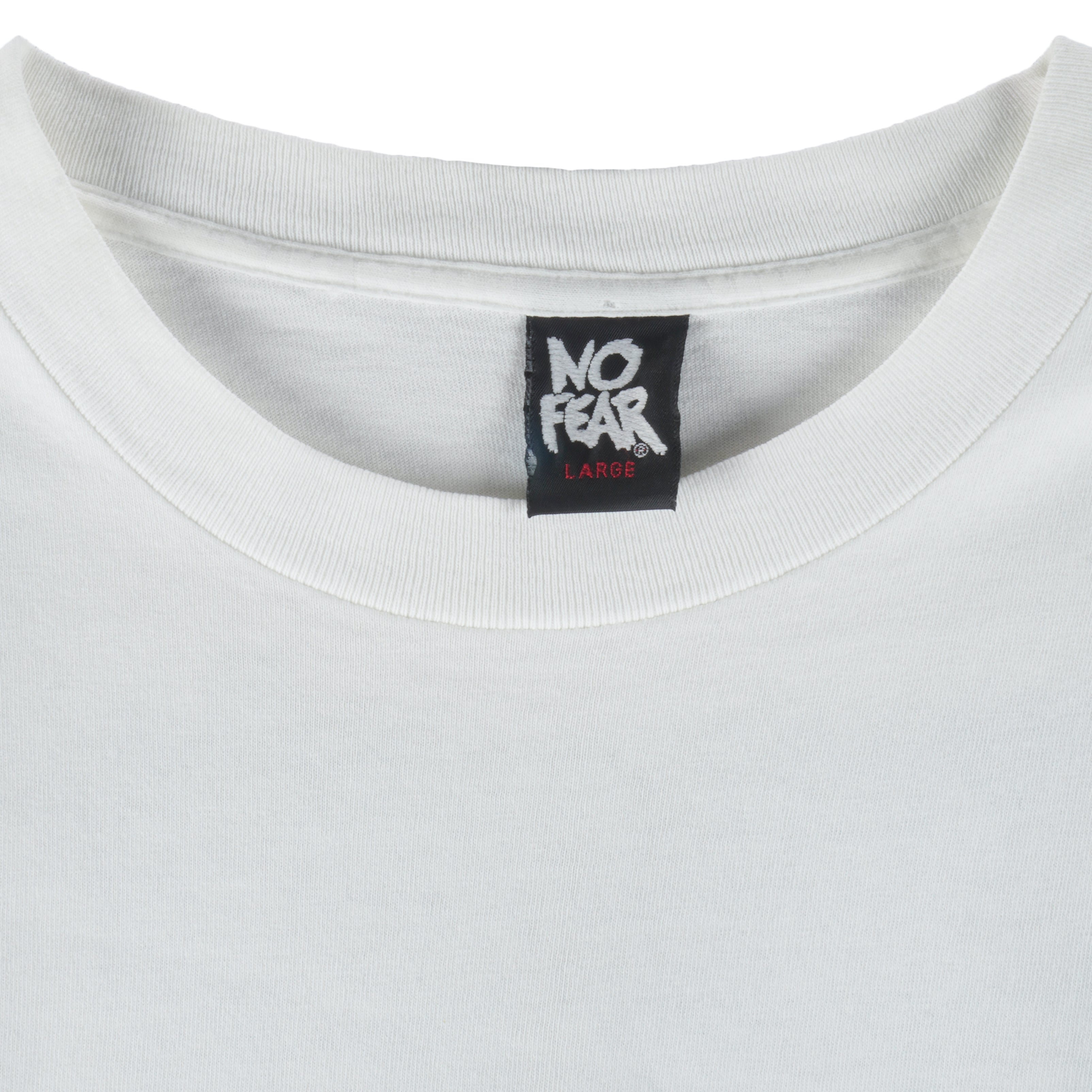 1990s Vintage No Fear You Can't Steal Second With Your Foot On First T-Shirt. White in color, fits large size and is in excellent condition.