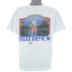 1990s Vintage NBA Washington Bullets Big Spell-Out & Logo T-Shirt by Team Champ. White in color, fits X-large size and is in excellent condition.