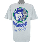 NBA (Logo 7) - Minnesota Timberwolves Here To Stay T-Shirt 1990s X-Large Vintage Retro Basketball