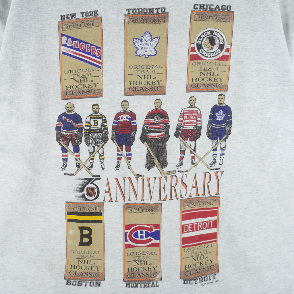 NHL - 75 Anniversary Original Team Classic T-Shirt 1991 X-Large Vintage Retro Hockey