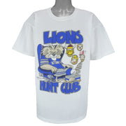 NFL - Detroit Lions Hunt Club Caricature Single Stitch T-Shirt 1991 Large Vintage Retro Football