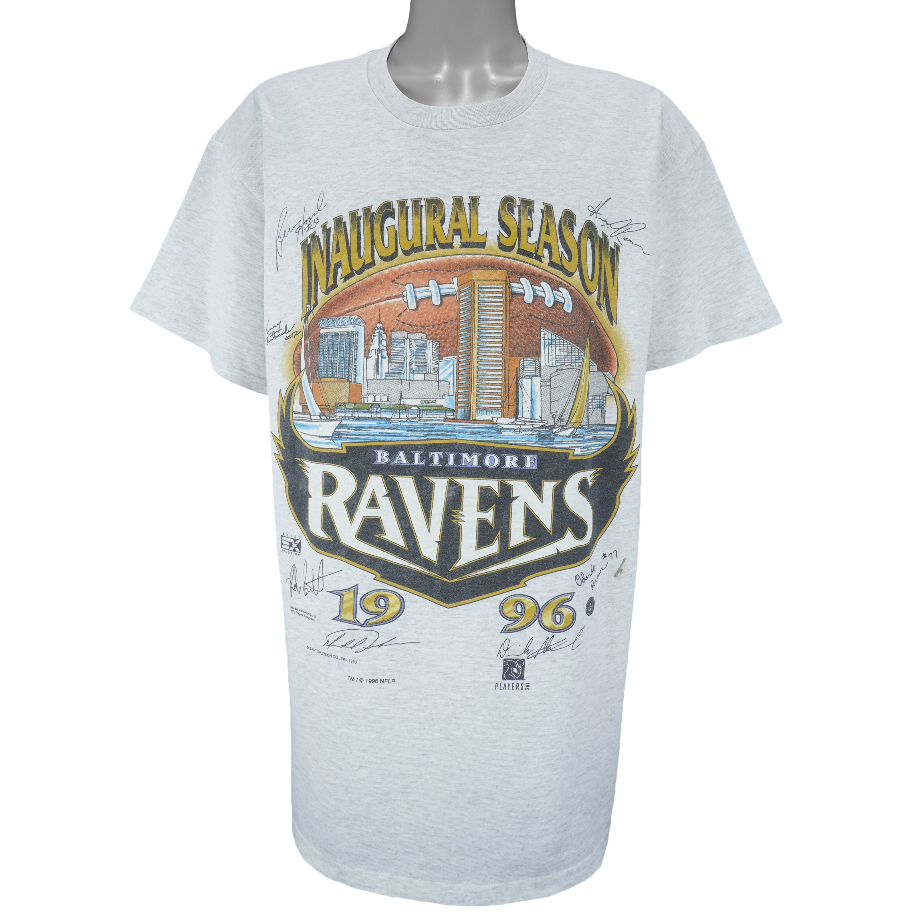 NFL (Shirt Xplosion) - Baltimore Ravens Inaugural Season T-Shirt 1996 X-Large Vintage Retro Football