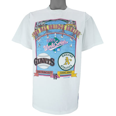 MLB (Nutmeg) - San Francisco Giants VS Oakland Athletics Matchups T-Shirt 1989 Large
