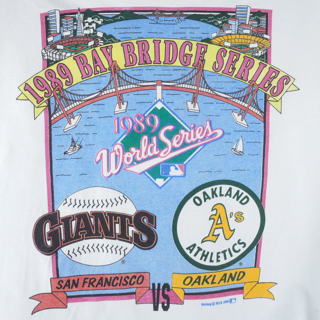 MLB (Nutmeg) - San Francisco Giants VS Oakland Athletics Matchups T-Shirt 1989 Large Vintage Retro Baseball