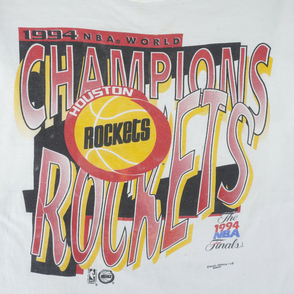 NBA (Magic Johnson T's) - Houston Rockets World Champions T-Shirt 1994 X-Large Vintage Retro Basketball