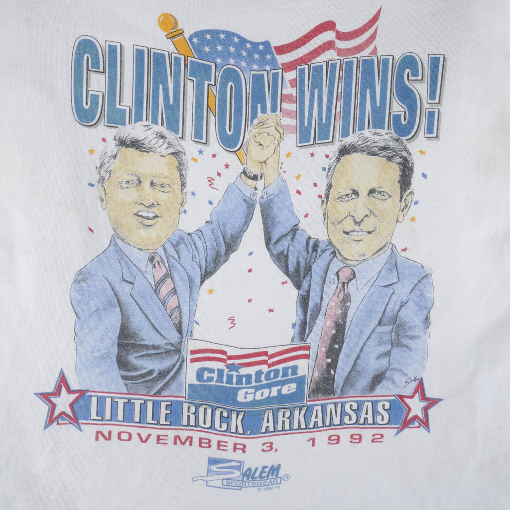 Vintage (Salem) - Clinton/Gore Presidential Election "Clinton Wins!" T-Shirt 1992 Large