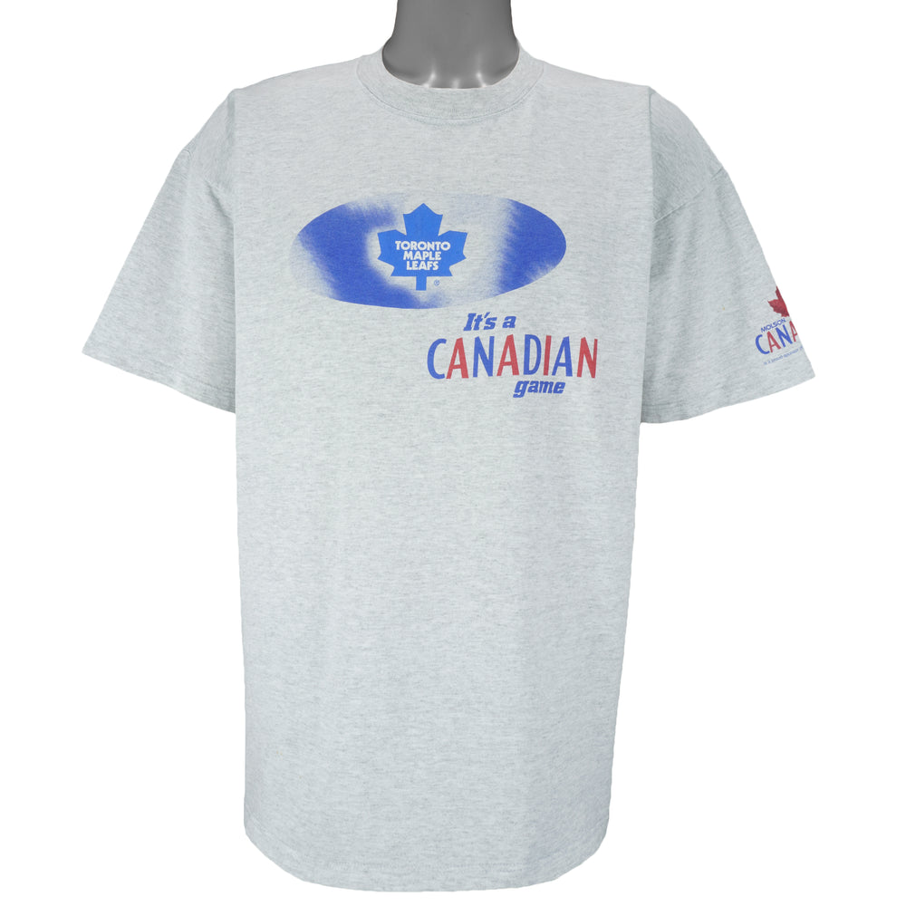 NHL (Gildan) - Toronto Maple Leafs It's A Canadian Game Molson T-Shirt 1990s X-Large