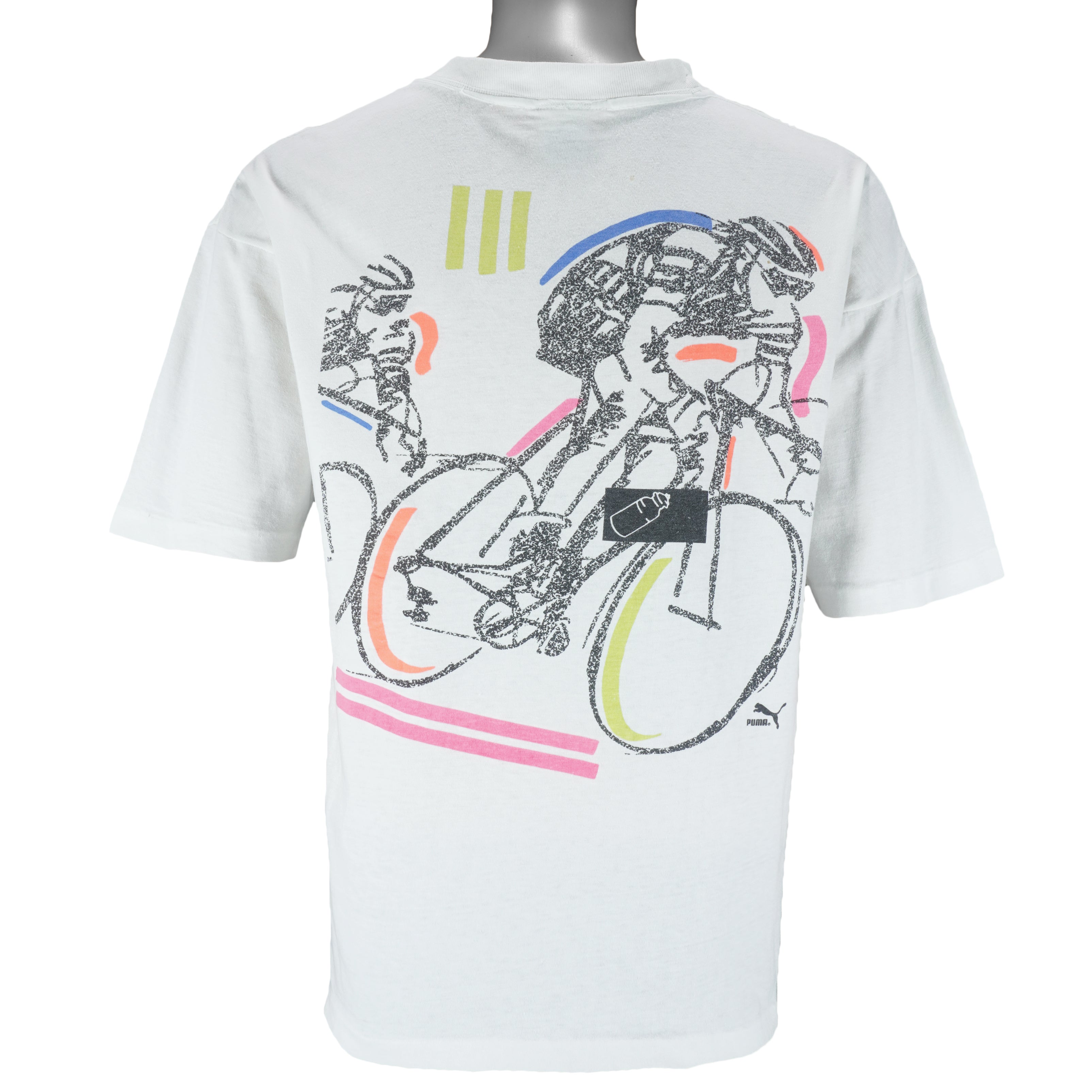Puma - Cycling Big Logo Single Stitch T-Shirt 1990s Medium Vintage Retro