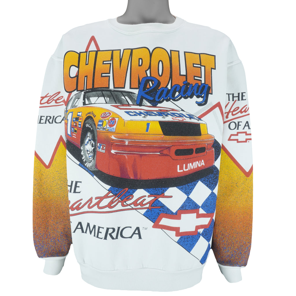 NASCAR - Chevrolet Racing The Heartbeat of America All Over Print Sweatshirt 1990s X-Large