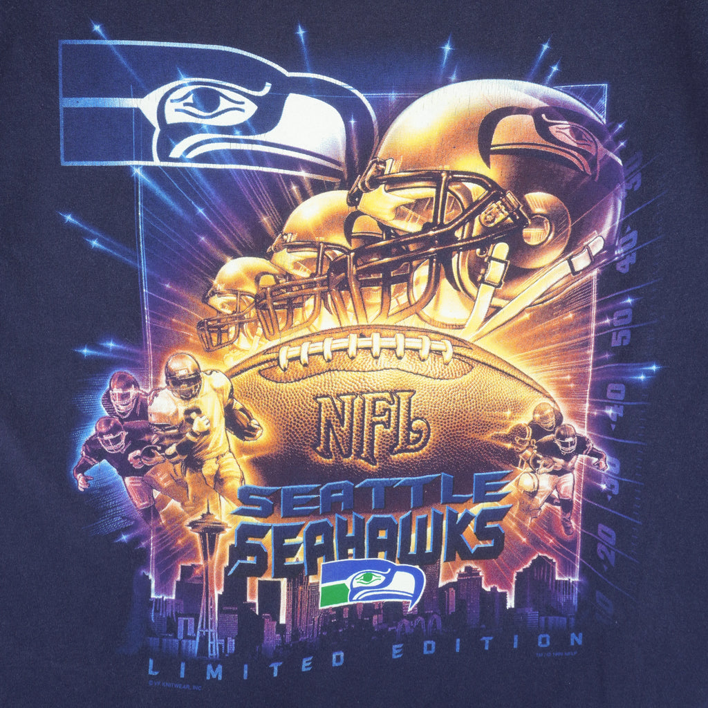 NFL (Lee) - Seattle Seahawks Football Helmet T-Shirt 1999 Large Vintage Retro Football