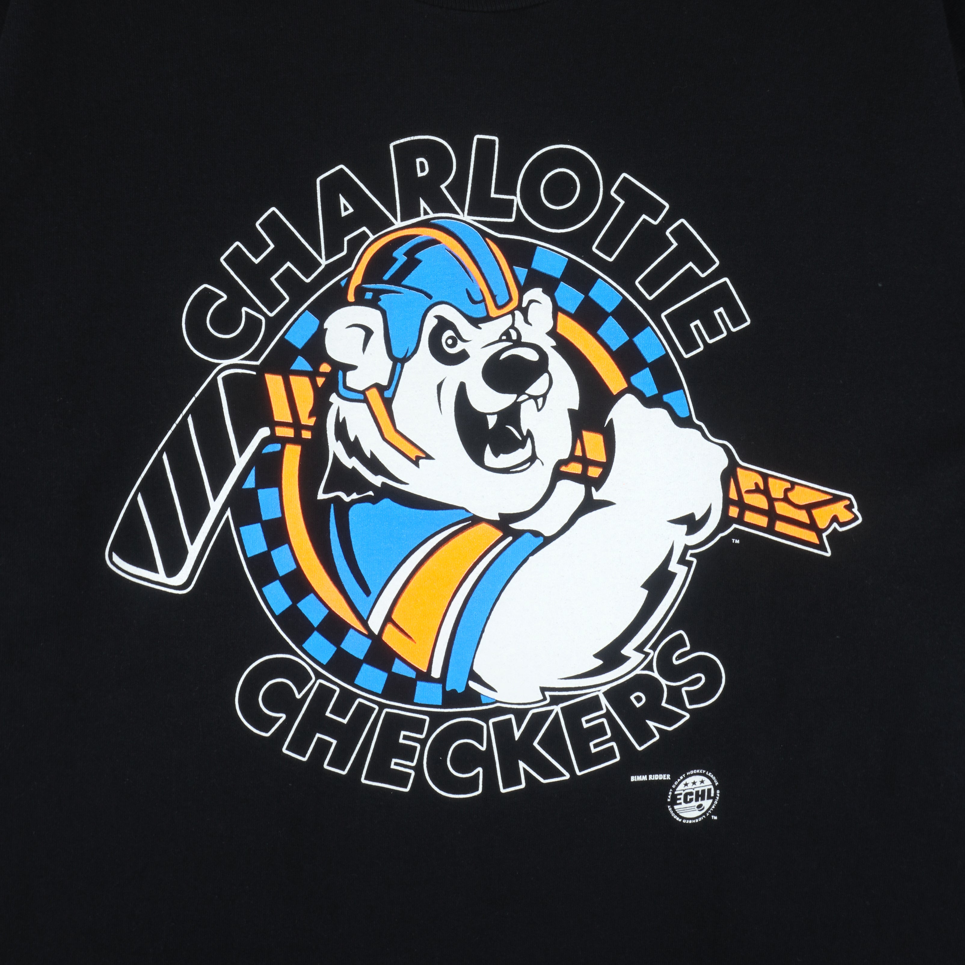 NHL (ECHL) - Charlotte Checkers Ice Hockey T-Shirt 1990s Large Vintage Retro Hockey