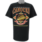 NHL (Waves) - Vancouver Canucks Single Stitch T-Shirt 1994 Medium Vintage Retro Hockey